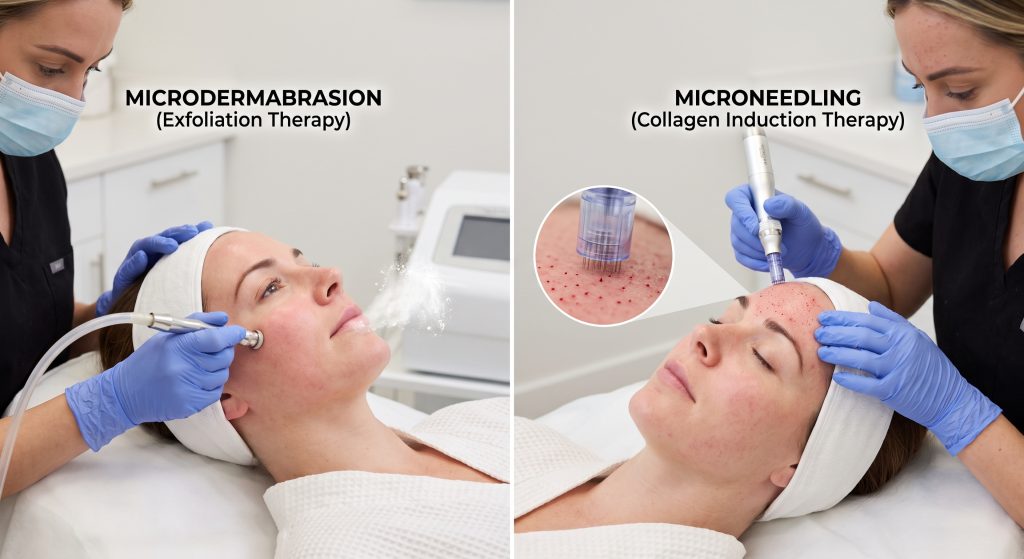 Microdermabrasion vs microneedling treatment comparison